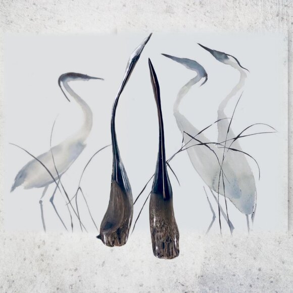 Pretty Collectible Recycled Aluminum goose/crane figurines Vintage Hoselton - Picture 8 of 12